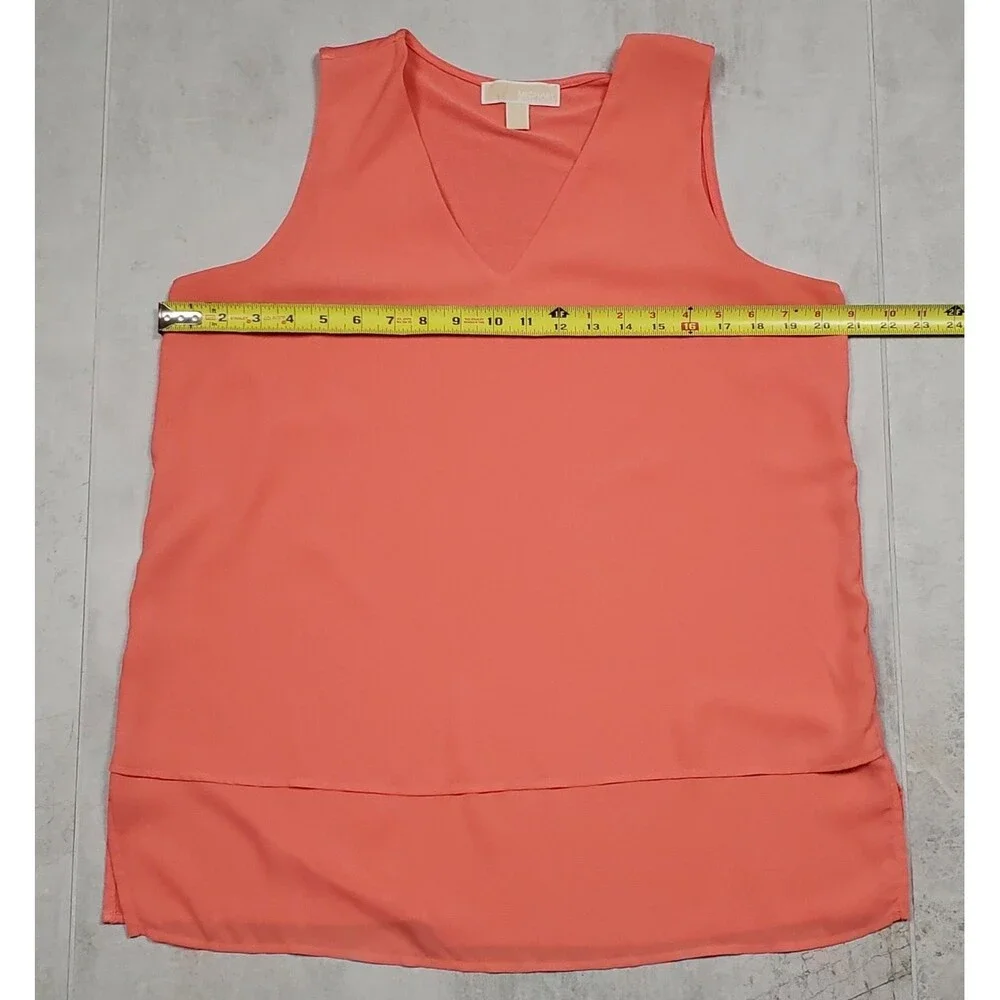 Michael Kors Women's Layered Bottom Blouse Size L Peach Pink Orange